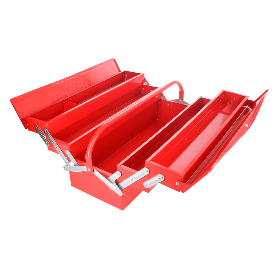 Caja portaherramientas metálica tipo acordeón roja 7" x 21" x 8" Urrea CMA3