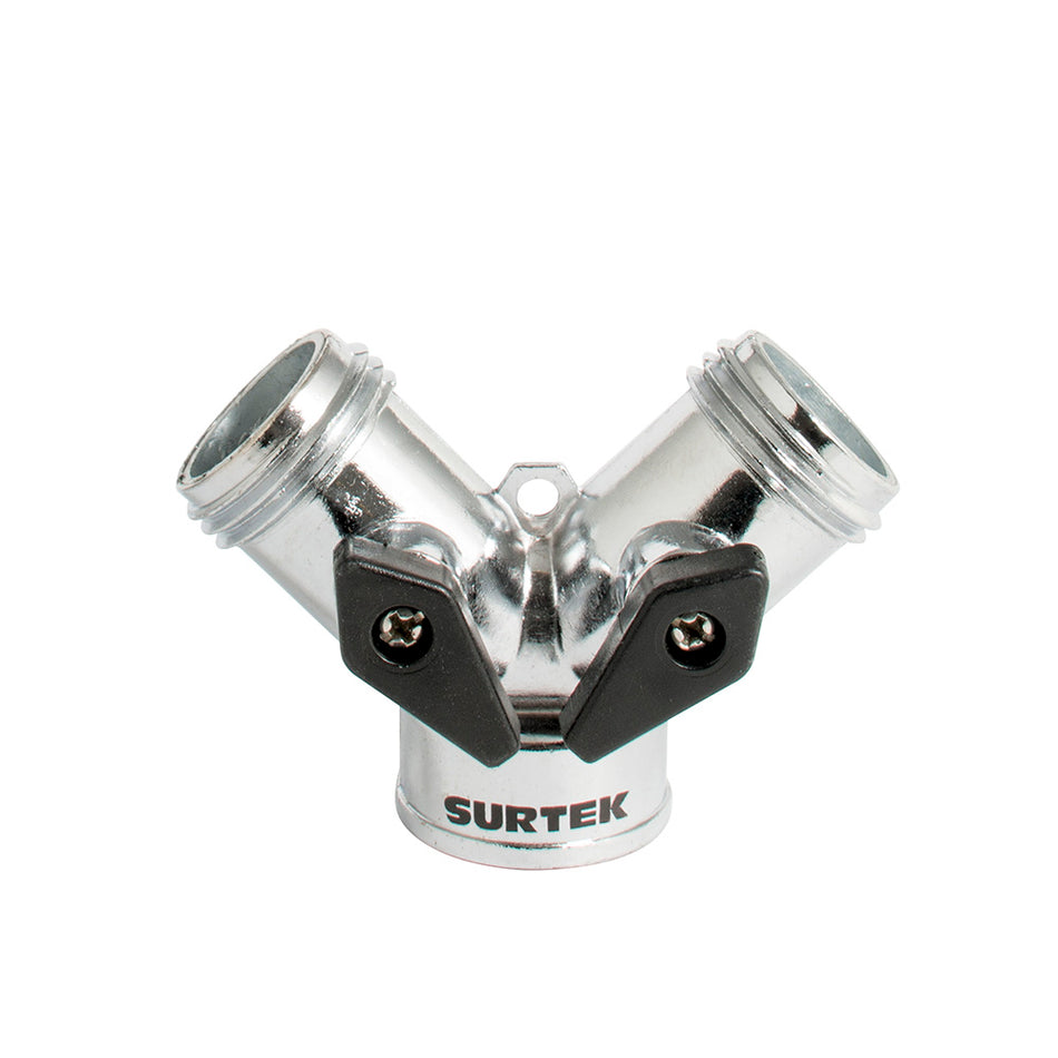 Adaptador para manguera de riego en "Y" cromado 11 x 7 cm Surtek 130333