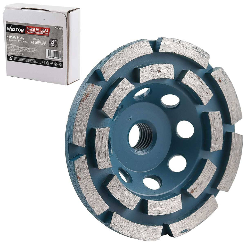 DISCO COPA DIAMANTE 4" DOBLE (5/8"-11),