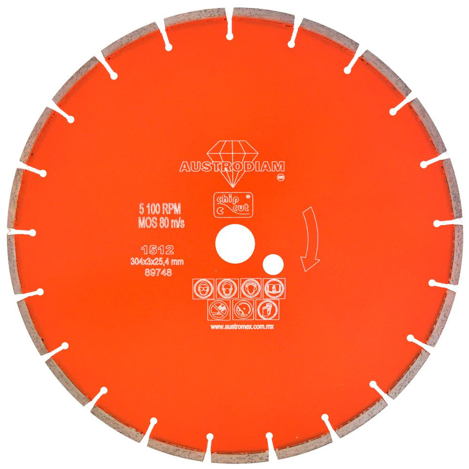 Disco de diamante de 300 x 3.0 x 25.4 mm