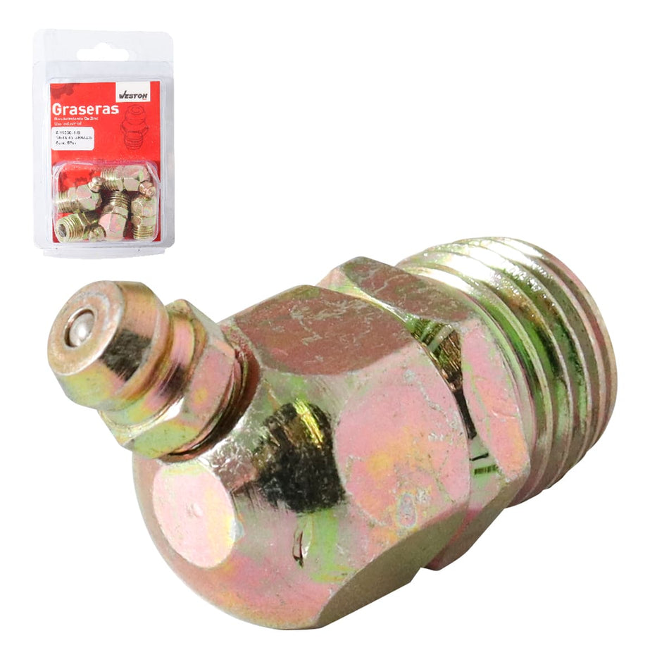 GRASERA 1/4" NPT 45 GRADOS BLISTER DE 5