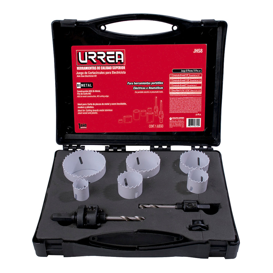 Juego de cortacírculos bimetálicos, 8 piezas Urrea JHS8