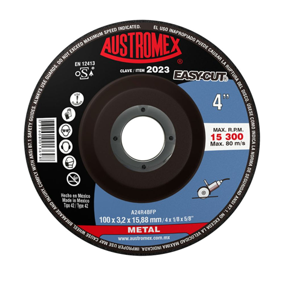 Disco abrasivo para corte de metal de 10