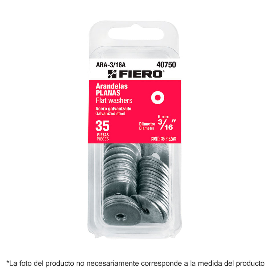 Blíster con 14 arandelas planas de 3/8',