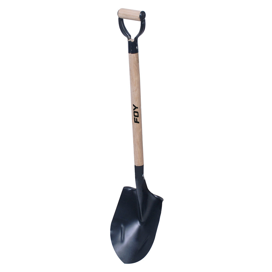 Pala con mango de madera con puño metálico "D", redonda Foy PRDMG