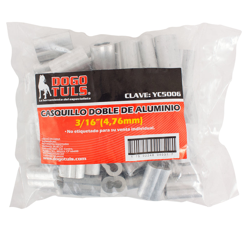 CASQUILLO ALUMINIO DOBLE 3/16" DOGOTULS YC5006