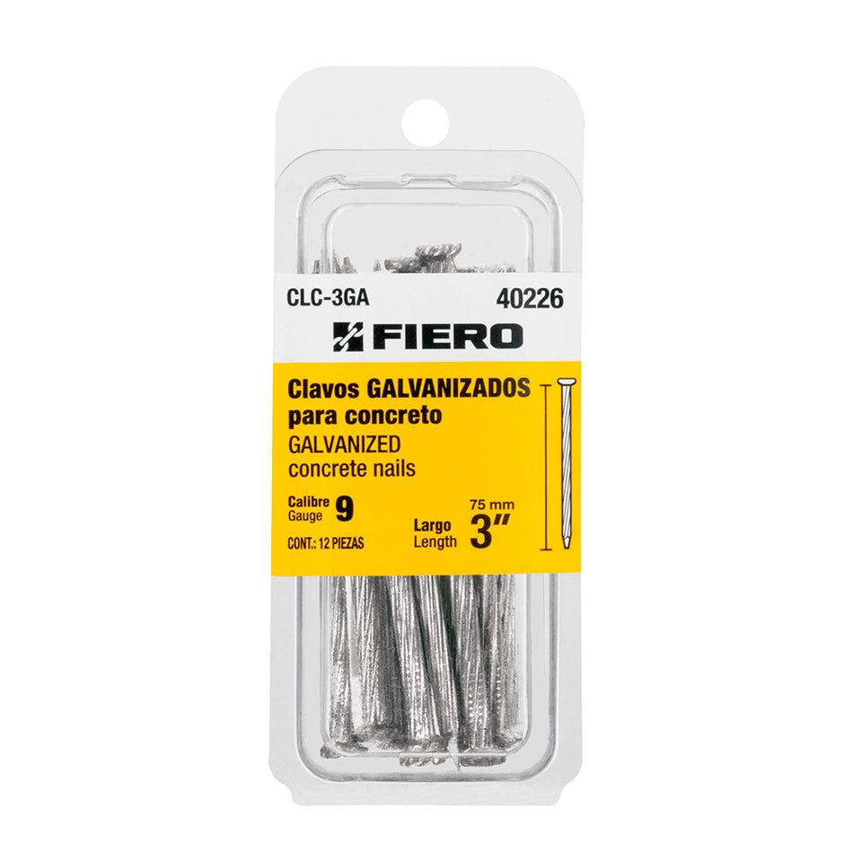 Blíster con 12 clavos galvanizados para