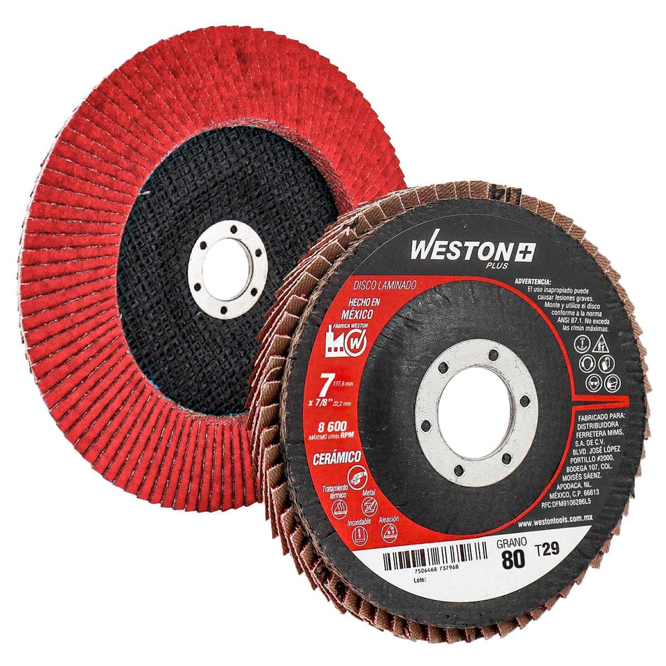 DISCO LAMINADO CERAMICO 7" X 7/8" G80 WP