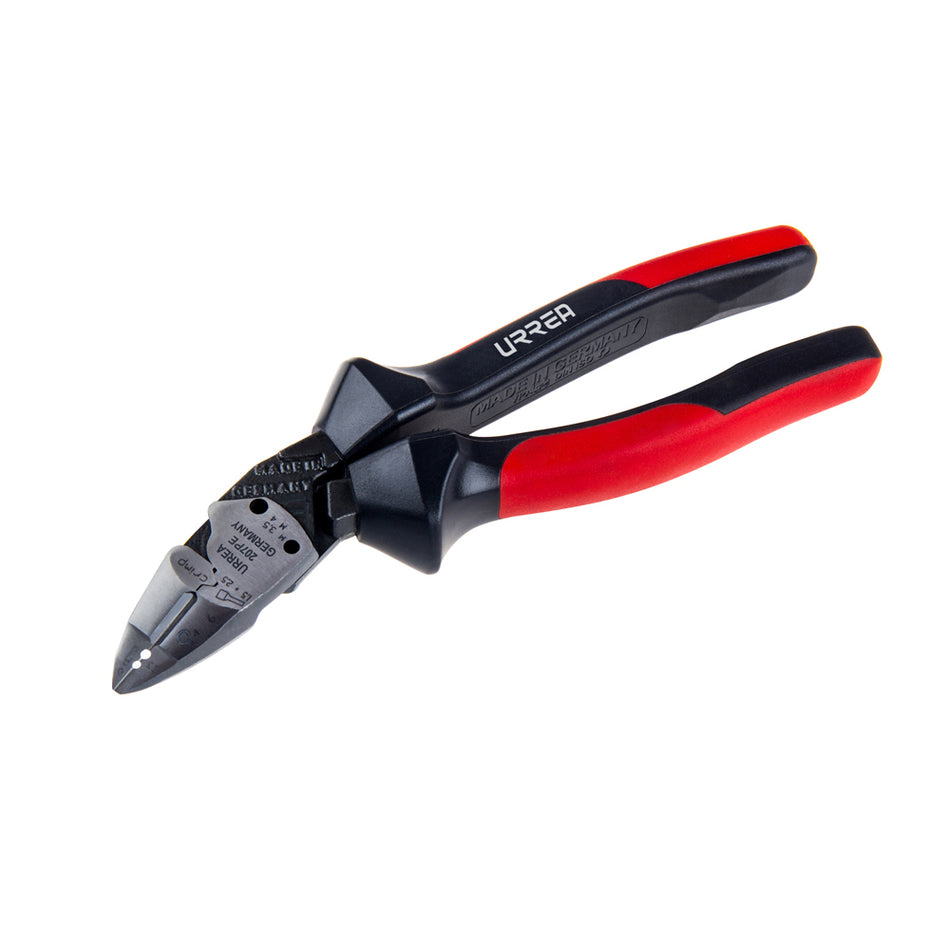 Pinza para electricista con mango bimaterial ergonómica con ángulo de 25° de 7" Urrea 207PE
