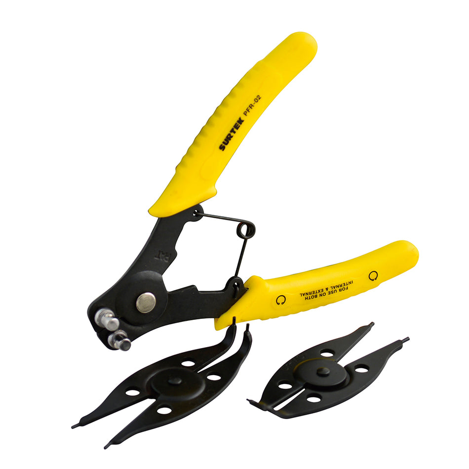 Pinza para anillos de retención con cabeza intercambiable, 3 piezas Surtek PFR02