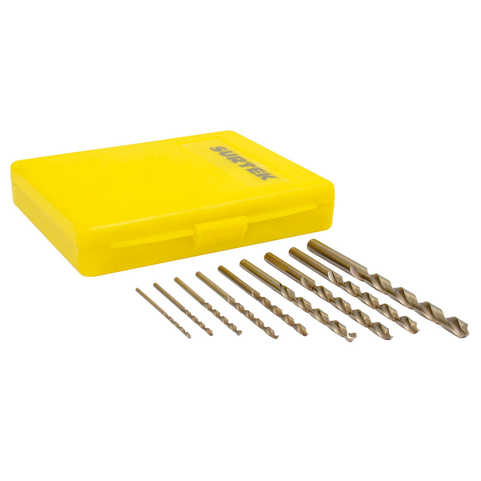 Juego de brocas con cobalto de acero de alta velocidad zanco recto, 10 piezas Surtek JBAV10