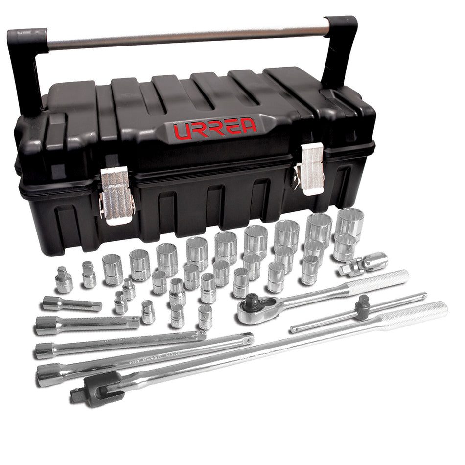 Juego de dados y accesorios cuadro de 3/8" y 1/2" en pulgadas, 37 piezas Urrea 5254P36