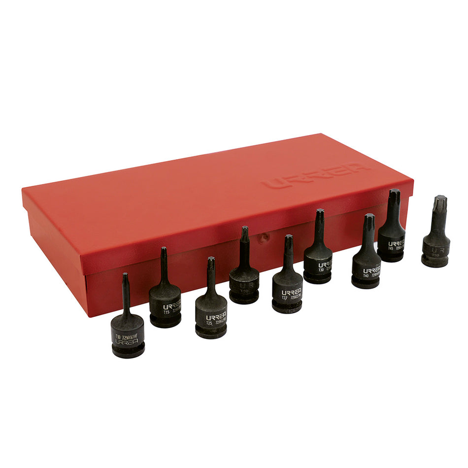Juego de dados de impacto con punta torx cuadro de 3/8", 10 piezas Urrea 72900W