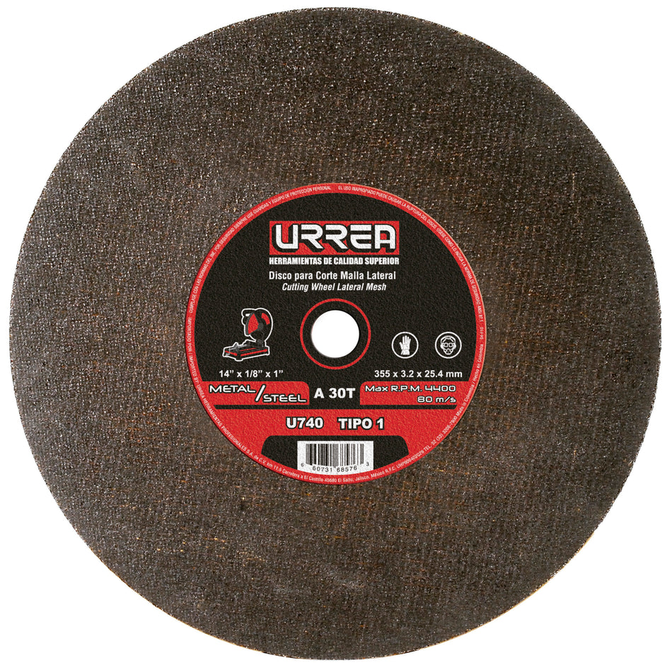 Disco abrasivo tipo 1 para metal 4-1/2" x 1/16" Urrea U761
