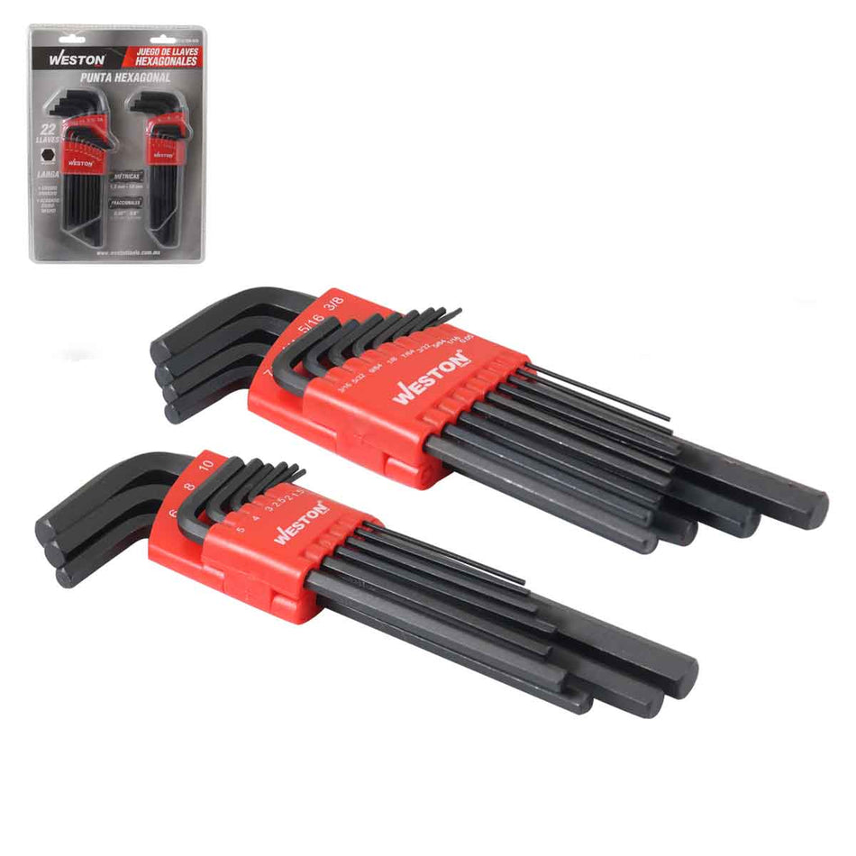JUEGO DE 22 LLAVES HEX LARGAS  CRV 1.5 A