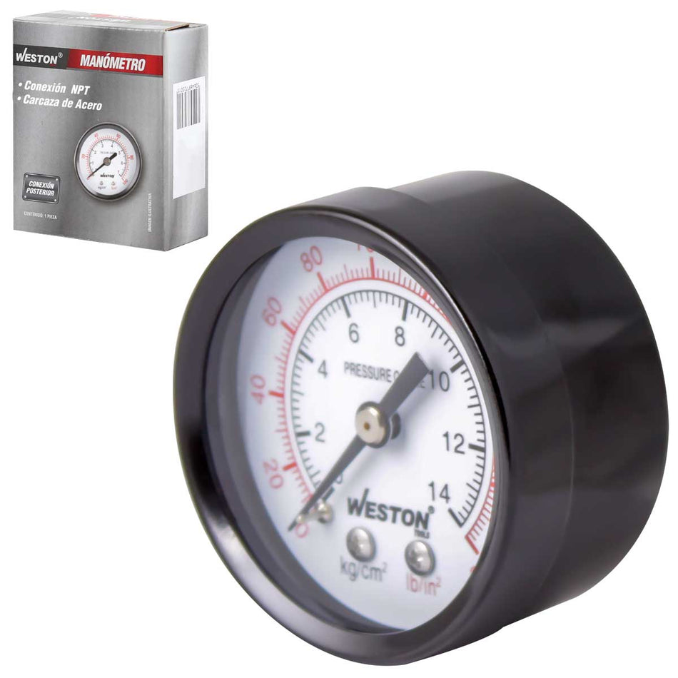 MANOMETRO 2" 1/4" NPT POSTERIOR 100LB/7K