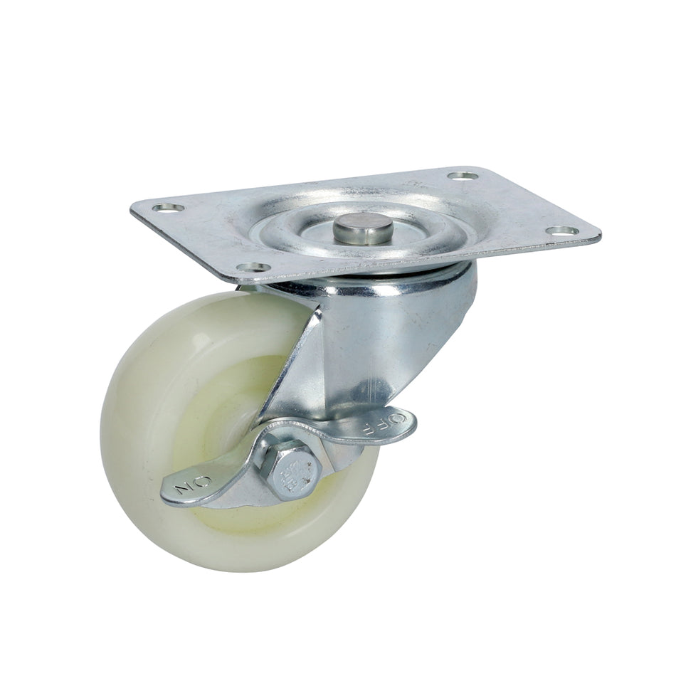 Rodaja de polipropileno blanca giratoria con freno 2-1/2" Surtek RN6B
