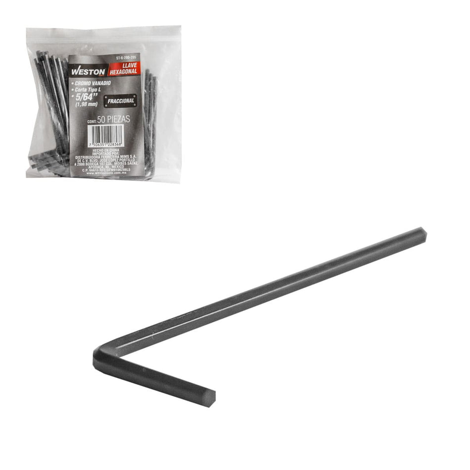 LLAVE HEXAGONAL L CORTA CrV  5/64"  (PRE