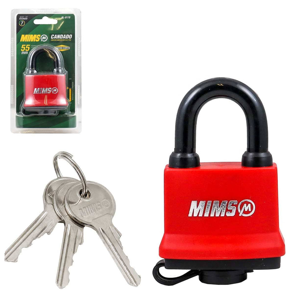 CANDADO RECUB. PVC DE HIERRO 55MM C/3 LL