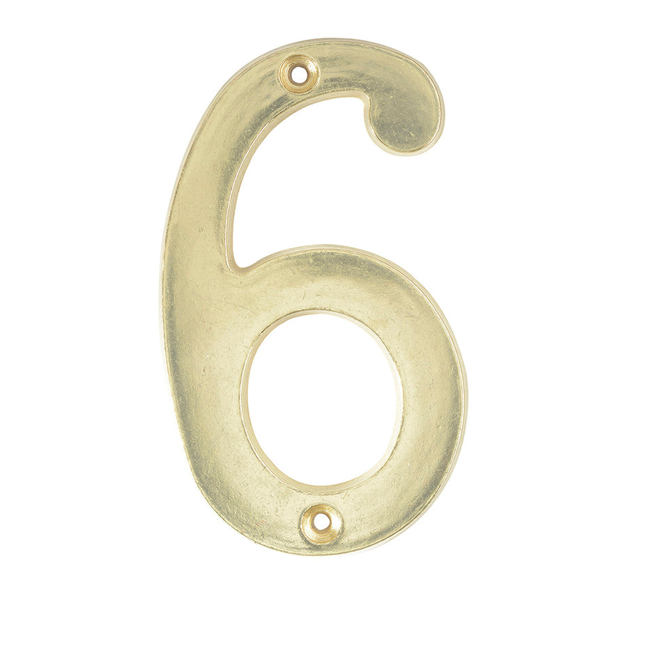 Número 6 slim 4" latón brillante Lock L6806LB