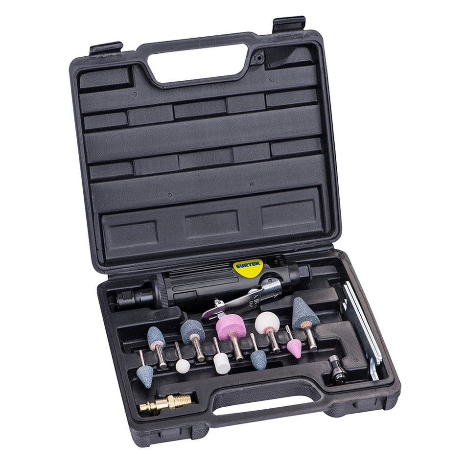 Juego de moto-tool neumático recto con accesorios, 15 piezas Surtek MTN414K