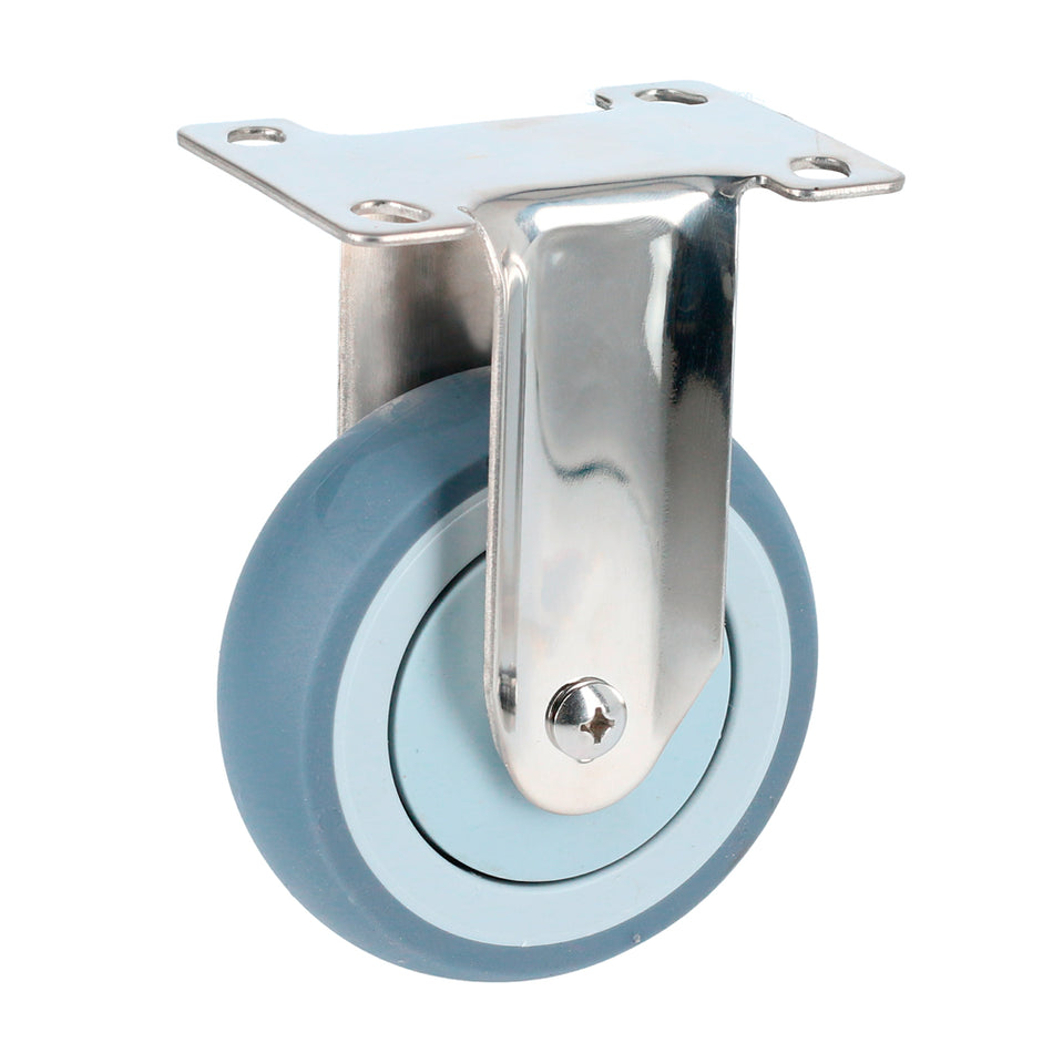 Rodaja de TPR gris con herrajes de acero inoxidable fija 4" Surtek RTI10F