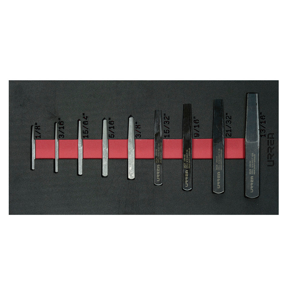 Juego de extractores rectos para tubo 9 piezas CH132-C Urrea CH132