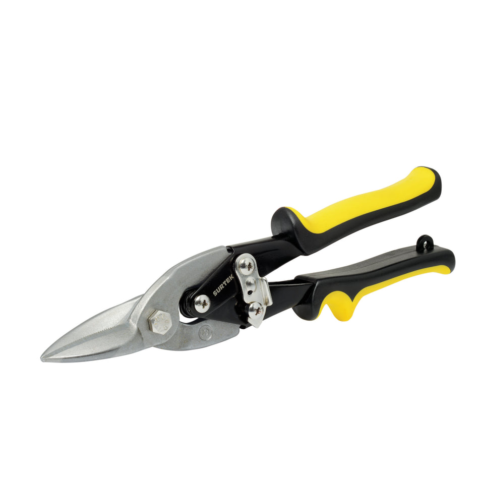 Tijera para hojalatero tipo aviación recta con mango plastisol , 10" Surtek 115112