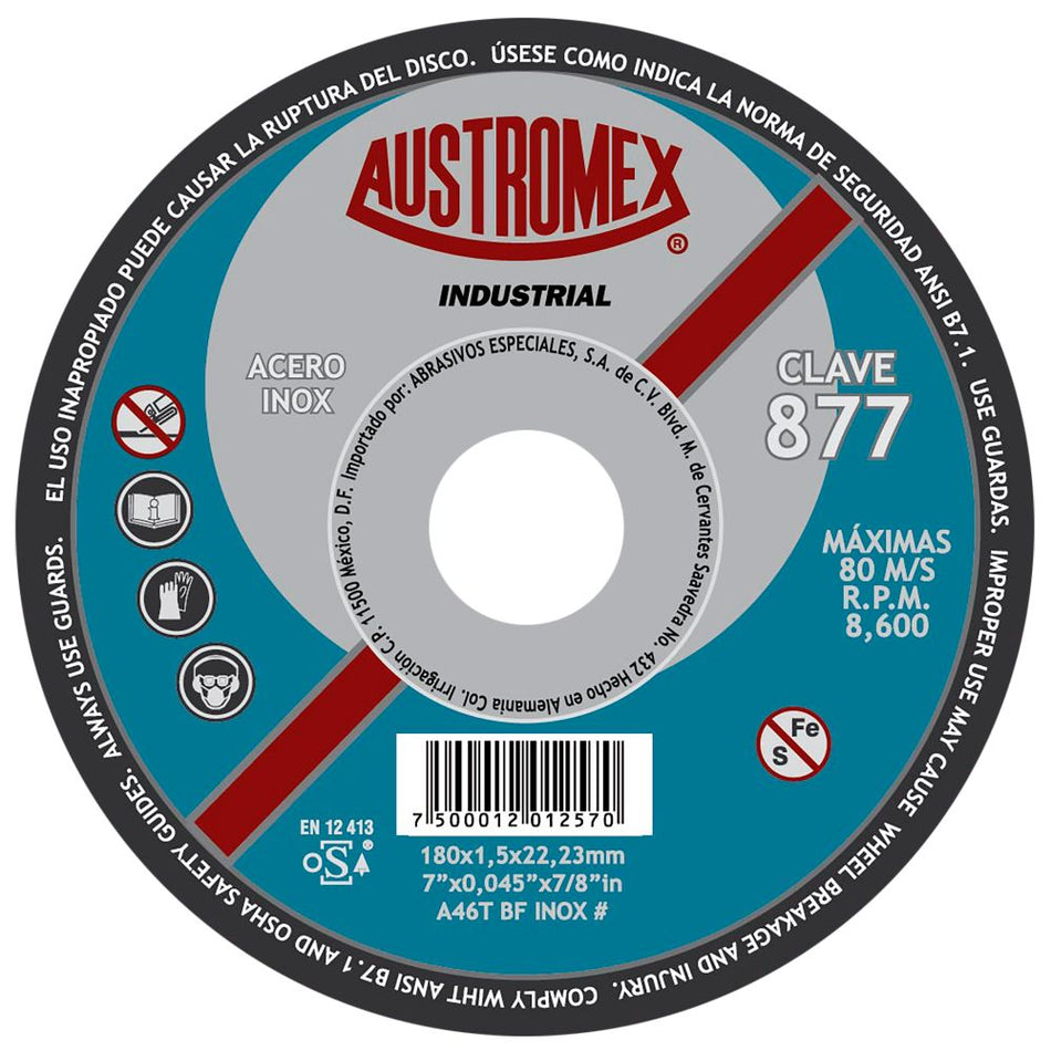 Disco abrasivo de 180 x 1.5 x 22.23 mm p