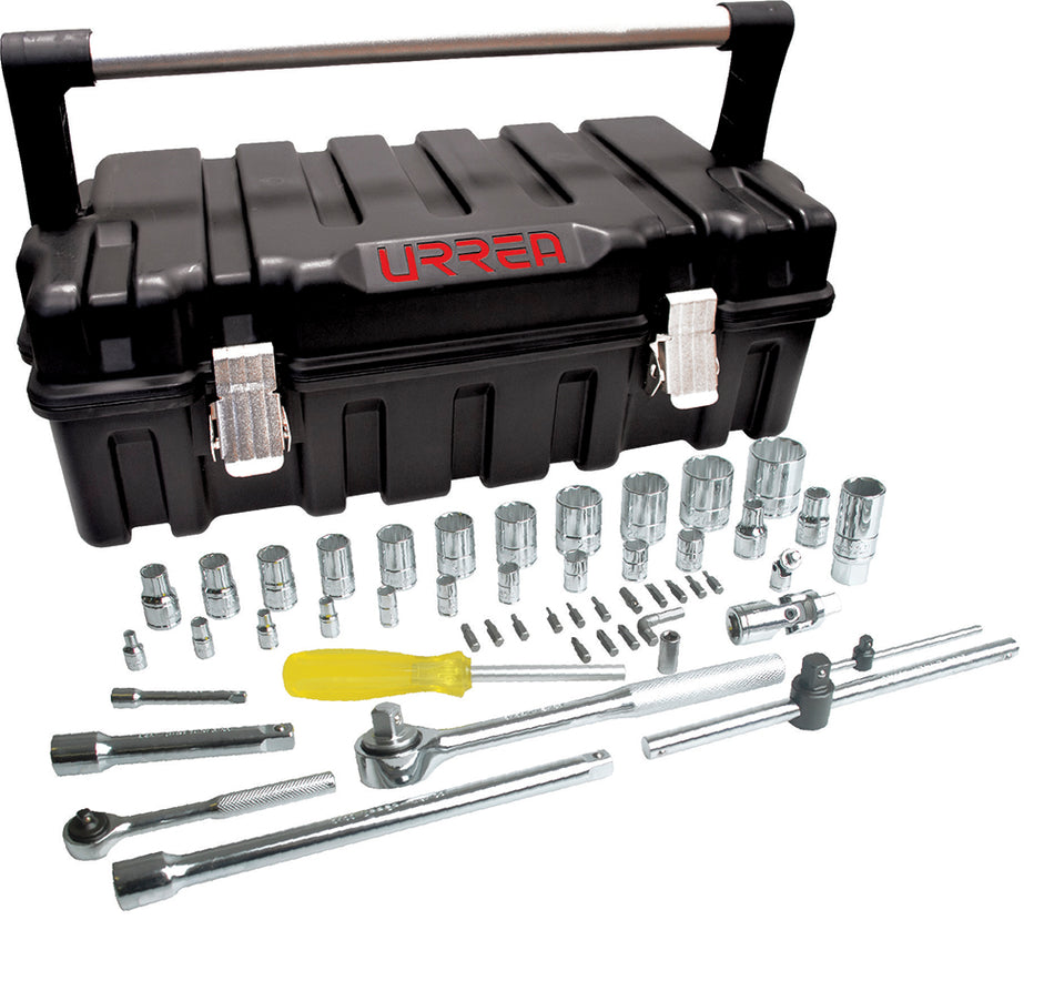 Juego de dados y accesorios cuadro de 1/4" y 1/2" métrico, 51 piezas Urrea 4754P50M