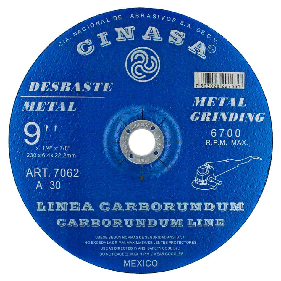 DISCO DESBASTE METAL 9" 7062 CARBORUMDUM