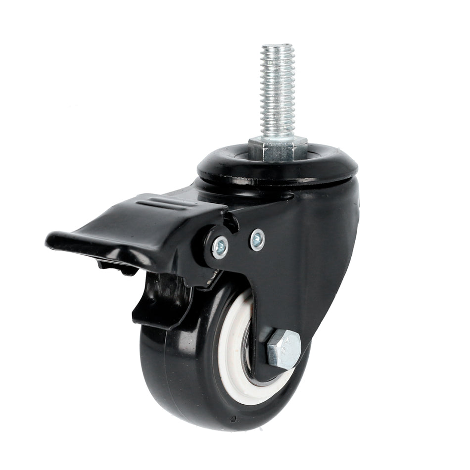 Rodaja de PVC negro con espiga roscada con freno 3" Surtek RVNE7B
