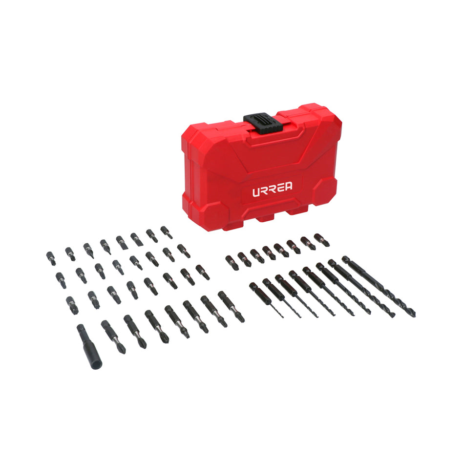 Juego de puntas y accesorios con sistema de amortiguación de impacto, 48 pz en estuche pls Urrea JUP48