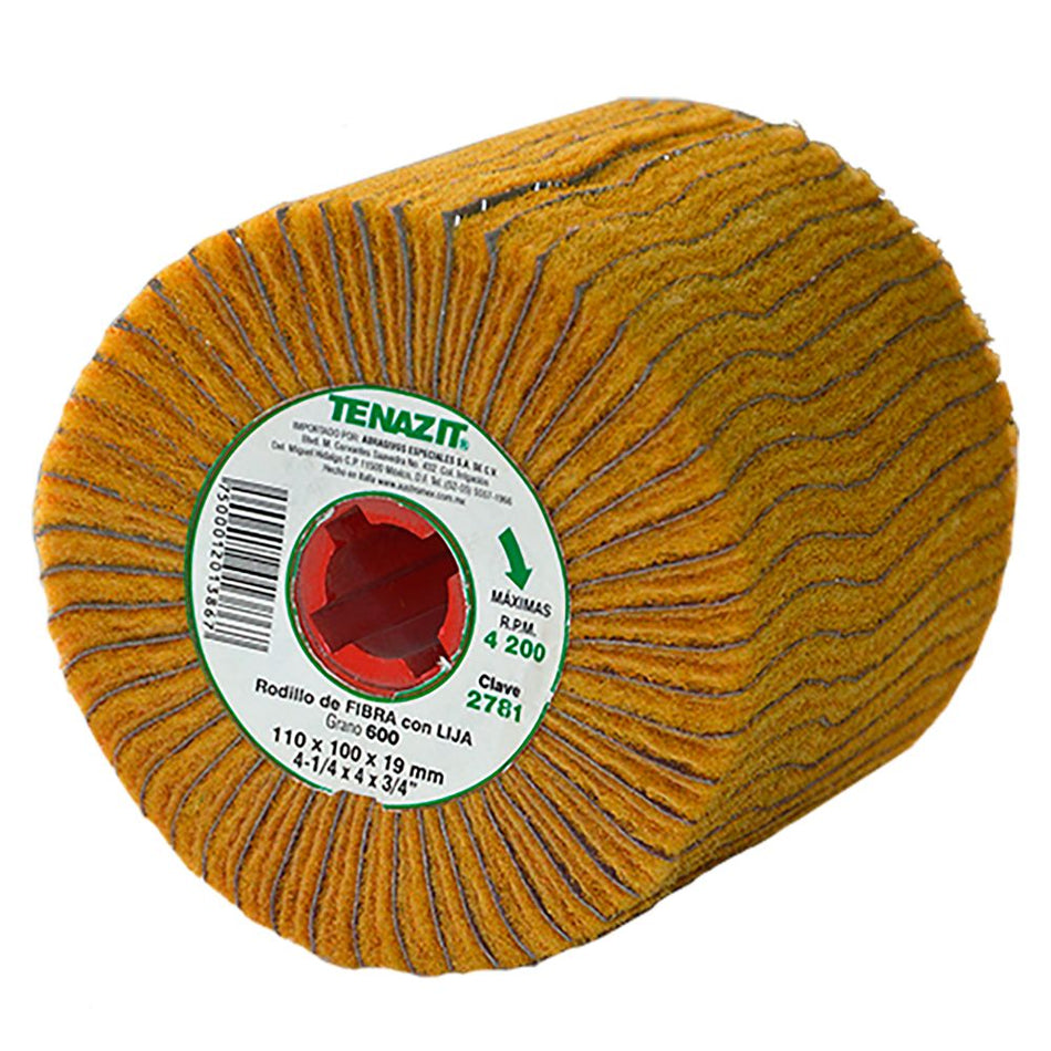 Rodillo de fibra con lija de óxido de al