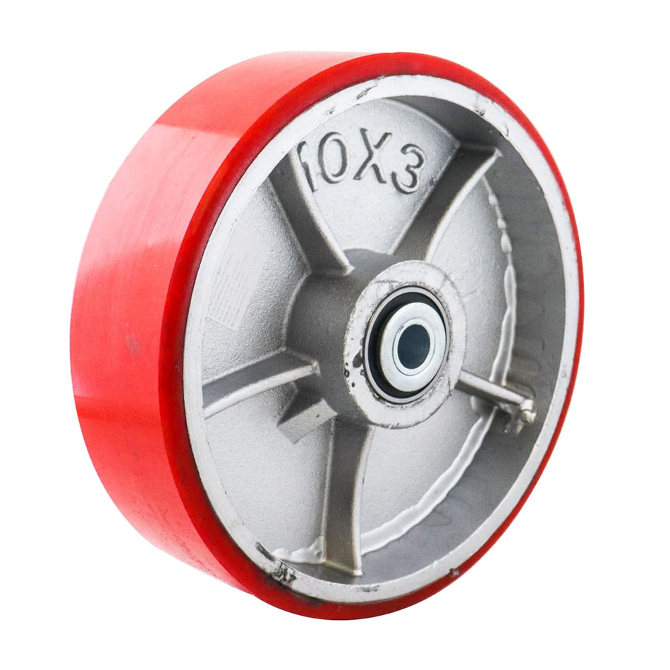 RUEDA FIERRO VACIADO C/PU ROJA 10X3" C/B