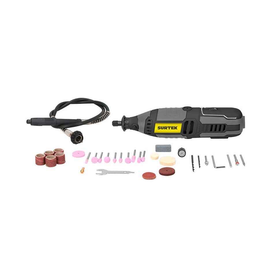 Juego de moto tool eléctrico 1/8" 135 W, 42 piezas. Surtek MT518