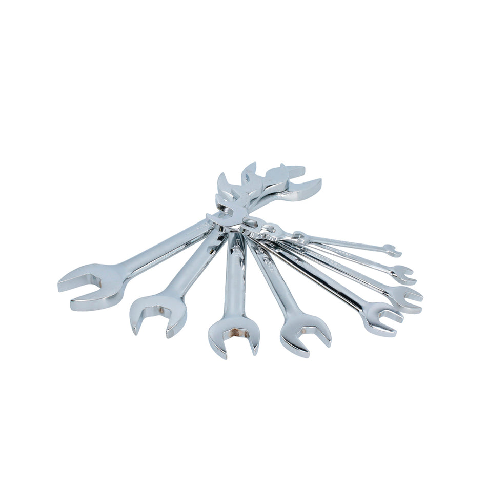 Juego de llaves españolas pulido espejo en pulgadas, 8 piezas en rack Urrea 3000I