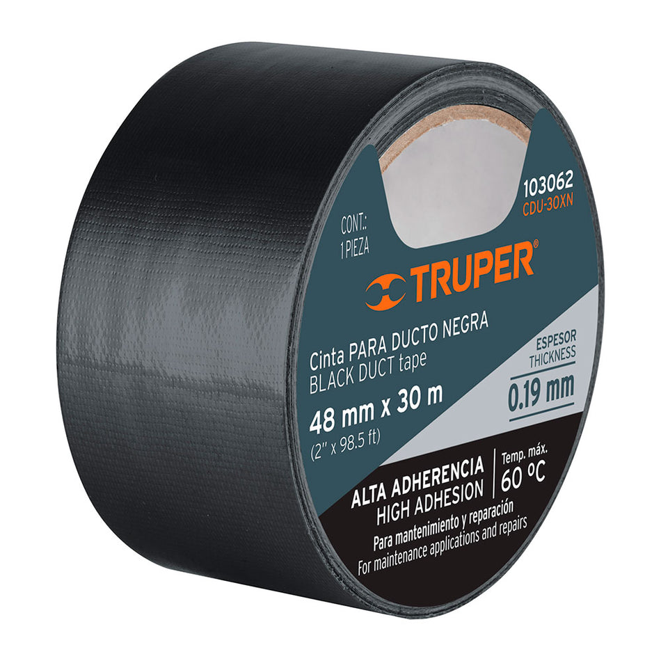 Cinta negra para ducto 30m x 48mm, espes