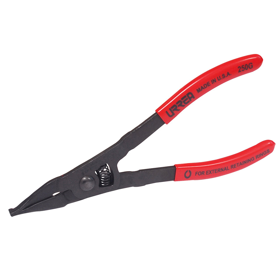 Pinza para anillos de retención con mango rubber grip punta plana 8-3/4" Urrea 250G