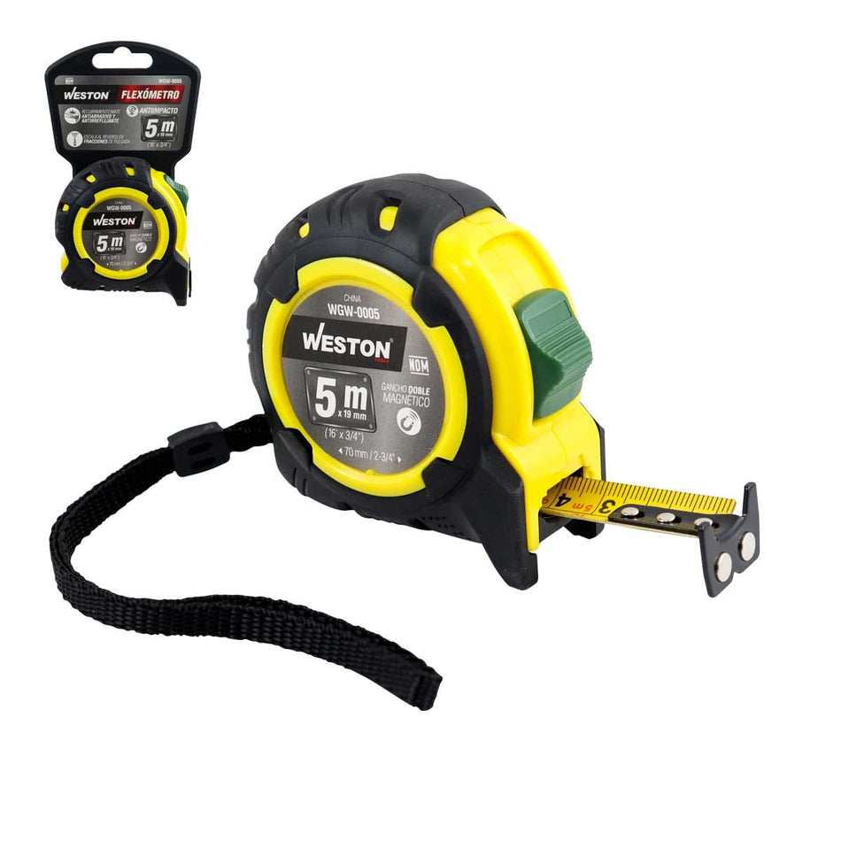 FLEXOMETRO 5M X 19MM AMARILLO ANTI IMPAC