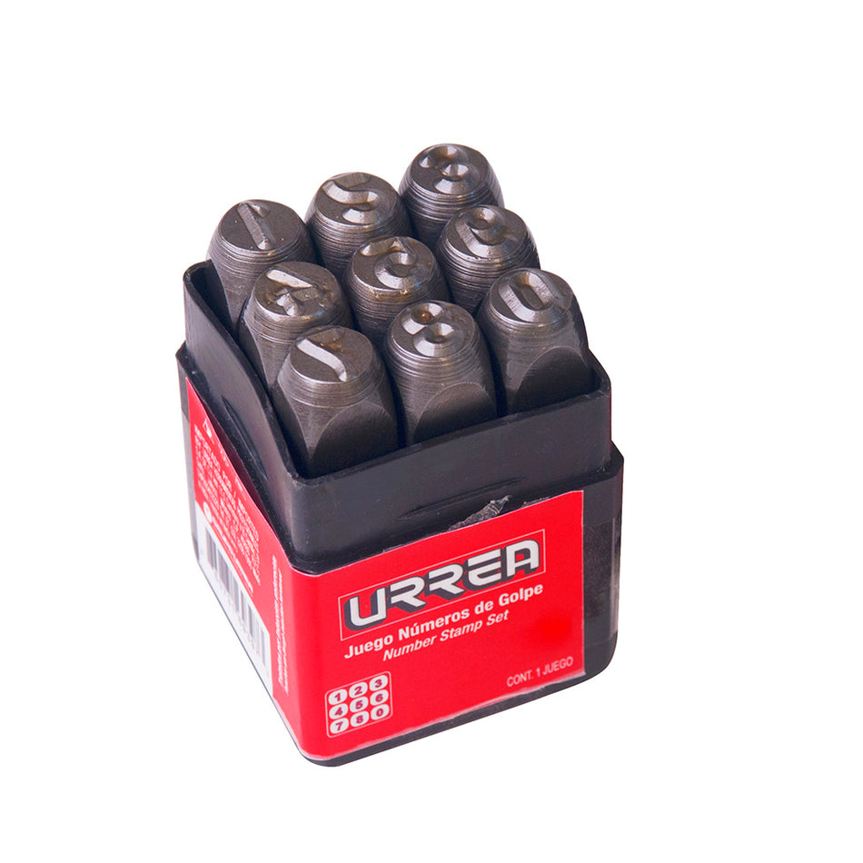 Juego de números del "0" al "9" de golpe 6 mm, 9 piezas Urrea 42N6