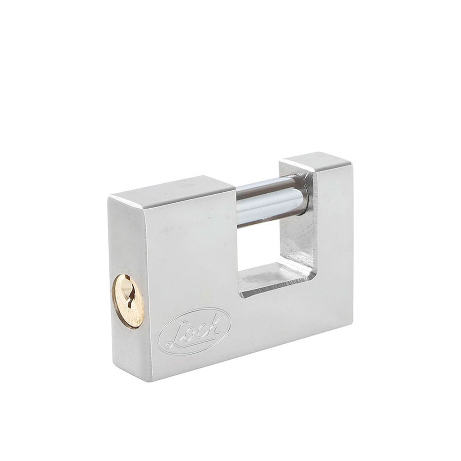 Candado de acero para cortina metálica 70 mm, cromo satinado, llave estándar Lock L22C70ECSB