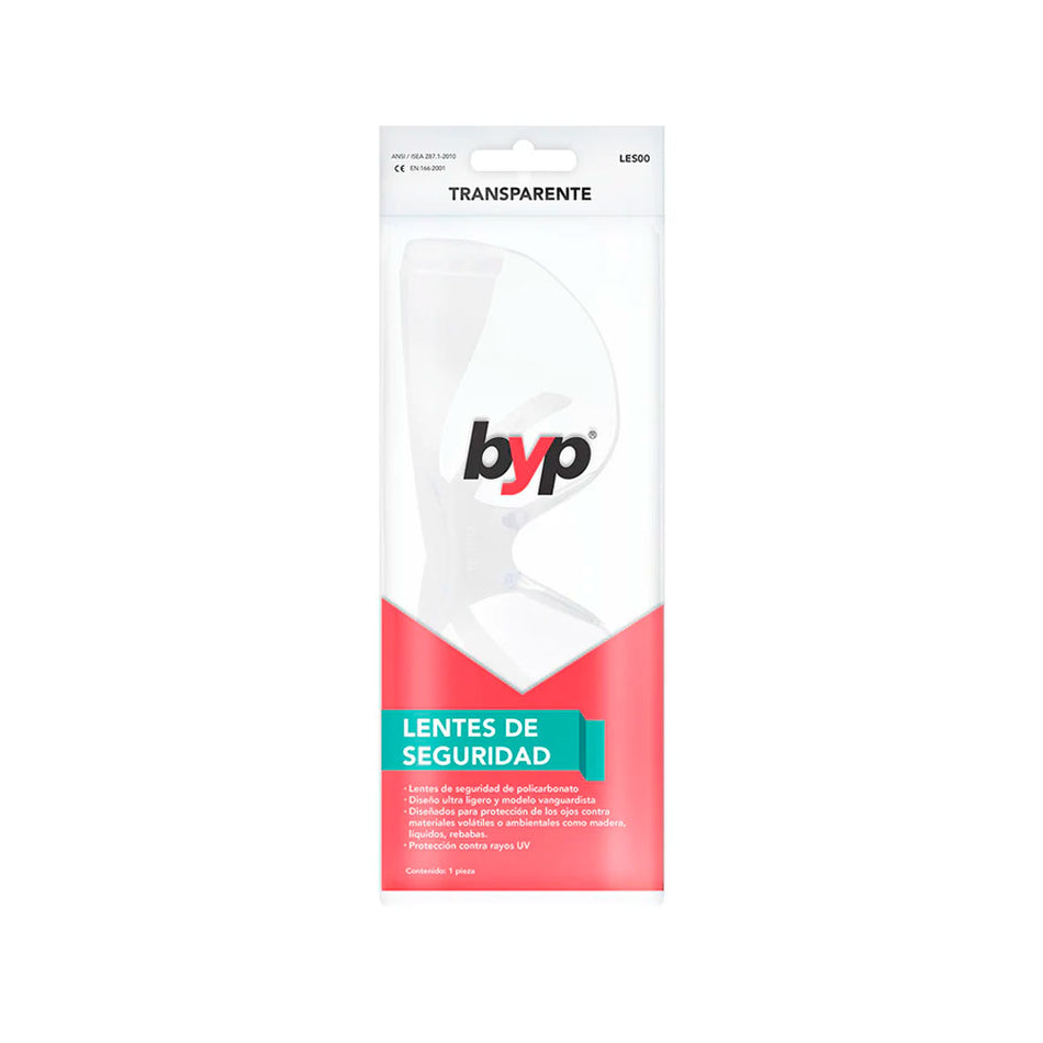 LENTES DE SEGURIDAD TRANSPARENTE, BYP