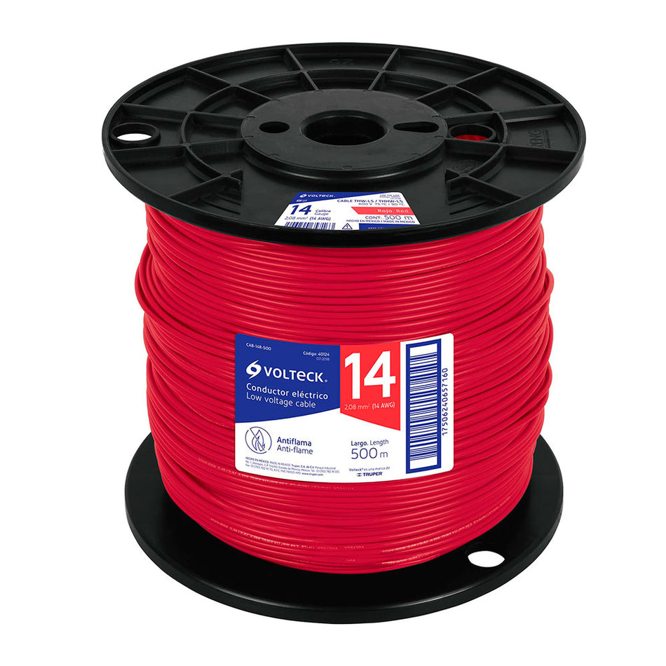 Metro de cable THHW-LS 14 AWG rojo en ca