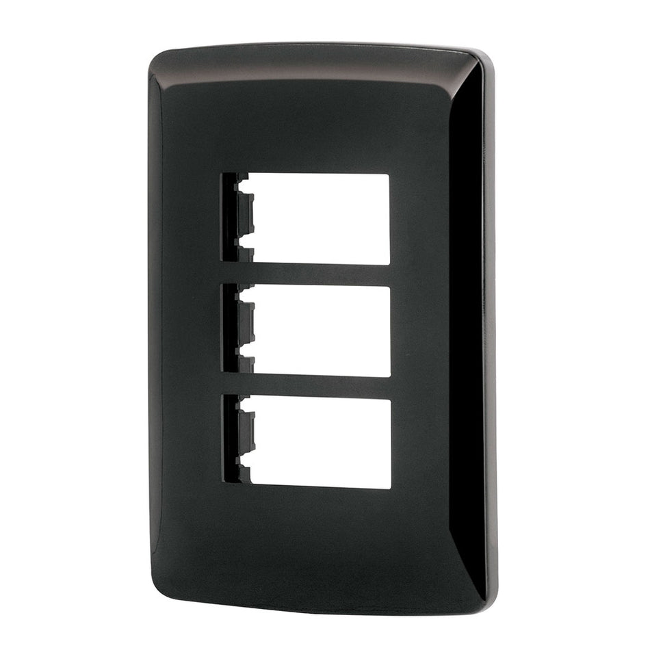 Placa 3 modulos, Italiana, color negro,