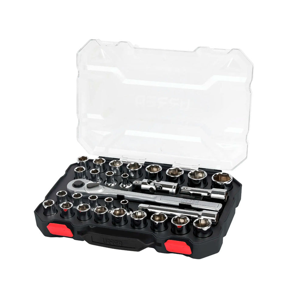 Juego de dados y accesorios cuadro de 1/2" combinado, 30 piezas Urrea 5401CD