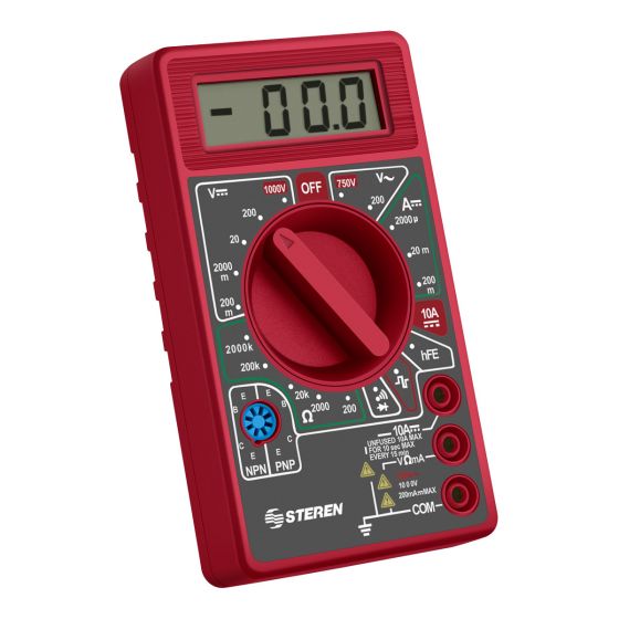 MULTIMETRO DIGITAL BASICO ROJO STEREN