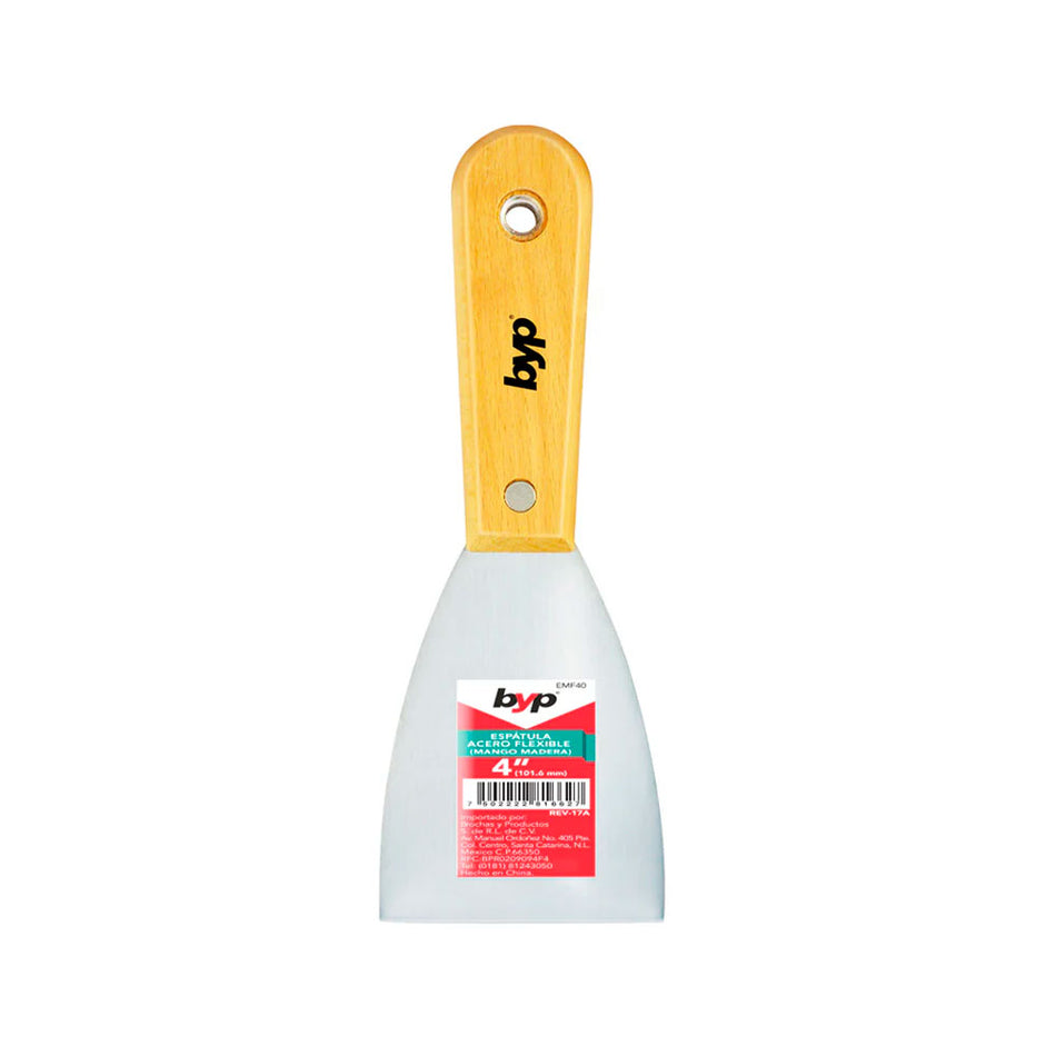 ESPÁTULA FLEXIBLE MANGO MADERA 4", BYP