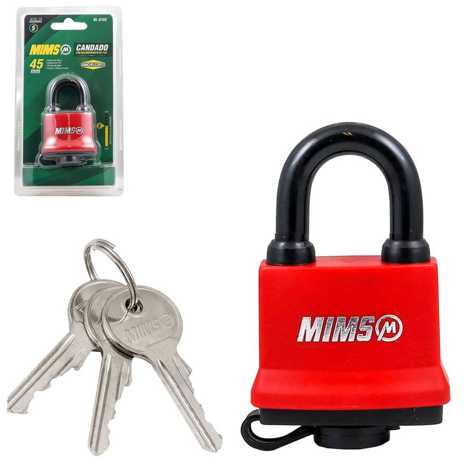 CANDADO RECUB. PVC DE HIERRO 45MM C/3 LL