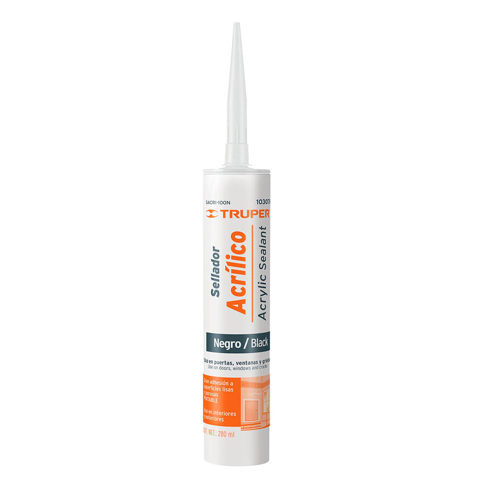 Sellador acrílico de 280 ml, negro, Trup